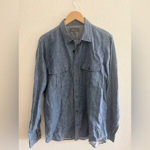 Vince Linen Blend Button Down Shirt